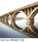 Large Bridge Spanning a Wide River. Generative AI. Стоковое AI-изображение, AI-художник Roman Zavorotny / Фотобанк Лори
