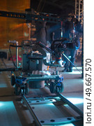 automatic cart for video shooting. TV show recording. Стоковое фото, агентство Ingram Publishing / Фотобанк Лори