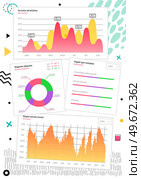 Infographic chart vector template. Annual statistics curve graph design. Market data diagrams. Graphic information visualization and analysis. Statistical indicators and frequency of data changes. Market diagrams. Graphic information visualization and analysis. Statistical indicators and data. Стоковая иллюстрация, агентство Ingram Publishing / Фотобанк Лори
