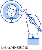 Email notification, email letter near user profile. App for chatting and mailing icon. Program, social network for online communication via Internet. Virtual mailbox with digital letter sign. Email notification, email letter near human profile. App for chatting, mailing, social network icon. Стоковая иллюстрация, агентство Ingram Publishing / Фотобанк Лори