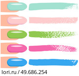 Set of different abstract smears and prints. Seamless pattern for creating style near manicured fingers. Decoration template, brush strokes for design styling. Acrylic art painted textured stripes. Brush strokes for design styling near manicured fingers. Acrylic art painted textured stripes. Стоковая иллюстрация, агентство Ingram Publishing / Фотобанк Лори