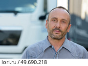 close up of truck driver outdoors. Стоковое фото, агентство Ingram Publishing / Фотобанк Лори