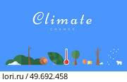 Climate change vector banner template. North Pole, melting glaciers, polar bear on ice floe. Global warming, sea level rise, nature damage. World Environment day. Ecology hazards, air pollution. Climate change vector banner template. North Pole, melting glaciers, polar bear on ice floe. Стоковая иллюстрация, агентство Ingram Publishing / Фотобанк Лори