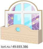 Balcony vector vintage balconied railing windows facade wall of building illustration of beautiful architecture. Decor window-pane facade with curtains isolated on background platform with railings. Balcony vector vintage balconied railing windows facade wall of building, platform with railings. Стоковая иллюстрация, агентство Ingram Publishing / Фотобанк Лори