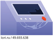 Digital signage monitor, broken equipment touch screen hand control broken panel with cobwebs. Production machine or laboratory analyzer after failed experiment. Technology dashboard with buttons. Digital signage monitor, broken equipment touch screen hand control broken panel with cobwebs. Стоковая иллюстрация, агентство Ingram Publishing / Фотобанк Лори