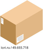 Closed cardboard box. Mail container. Brown recycling cardboard delivery box or postal parcel packaging, isolated on white background. Cartoon frame, warehouse box, cargo paper vector storage. Cardboard box. Mail container. Brown recycling cardboard delivery box or postal parcel packaging. Стоковая иллюстрация, агентство Ingram Publishing / Фотобанк Лори