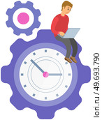 Idea of time management, planning schedule and deadline. Workflow of business manager concept. Man dealing with time management, deadline, settings, maintenance. People near gears and clocks. Idea of time management, planning schedule and deadline. Workflow of business manager concept. Стоковая иллюстрация, агентство Ingram Publishing / Фотобанк Лори
