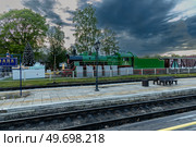 Sortavala, Karelia, Russia - 8 July, 2023: Railway station in Sortavala (Serdobol). Republic of Karelia. Russia. Редакционное фото, фотограф Ольга Сейфутдинова / Фотобанк Лори