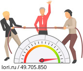 Tug concept. Two businessmen pull rope. Symbol of competition in business. Conflict of people. Rivals find out who is stronger. Two persons playing tug of war. Confrontation, collision on work. Tug concept. Two businessmen pull rope. Symbol of competition in business. Conflict of people. Стоковая иллюстрация, агентство Ingram Publishing / Фотобанк Лори