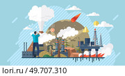 Ecological problem. Planet Earth is full of rubbish. Save the planet. Earth Day. Restoration of ecology of the planet. Toxic waste. Emissions from factories. Changing of the climate. Waste pollution. Ecological problem. Planet Earth is full of rubbish. Save the planet. Earth Day. Emissions from factories. Стоковая иллюстрация, агентство Ingram Publishing / Фотобанк Лори