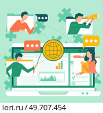 Report, consultant account administration at consult meeting for accounting. Grow your business concept. Corporate training, seminar. Services grow business. People team contemporary management.. Corporate training, seminar. Services grow business. People team contemporary management. Стоковая иллюстрация, агентство Ingram Publishing / Фотобанк Лори