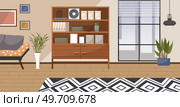 Home office. Interior vector illustration. Work from home. The office space is designed to minimize distractions and foster concentration Flats interior design strikes a balance between aesthetics. Home office. Work from home. The room serves as a versatile workspace for various tasks Workspace is carefully designed. Стоковая иллюстрация, агентство Ingram Publishing / Фотобанк Лори