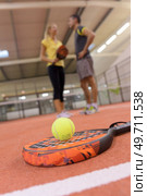 male and female squash game players with rackets. Стоковое фото, агентство Ingram Publishing / Фотобанк Лори