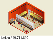 A vector illustration of Isometric Chicken Coop Farm. Стоковая иллюстрация, агентство Ingram Publishing / Фотобанк Лори