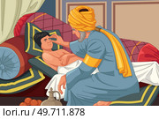 A vector illustration of Ibn al-Haitam Arabian Optician Checking on Patient. Стоковая иллюстрация, агентство Ingram Publishing / Фотобанк Лори