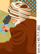 A vector illustration of Al-Idrisi Muslim Geographer. Стоковая иллюстрация, агентство Ingram Publishing / Фотобанк Лори