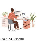 People office work. Vector illustration. A business person utilizes their knowledge and experience to drive success in corporate world Office workers interact with clients and customers to fulfill. People office work. A worker employee demonstrates professionalism and integrity in their work People in office work. Стоковая иллюстрация, агентство Ingram Publishing / Фотобанк Лори