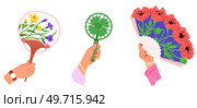 Chenese and Japanese hand fan. Vector illustration. A Japanese fan, diary of silent tales told in whispers A beauty geishfan, dance captured in lines and curves A Chinese fan, window to land. Chenese and Japanese hand fan. A Japanese fan, canvas painted with centuries of tradition A beauty geishfan, garden. Стоковая иллюстрация, агентство Ingram Publishing / Фотобанк Лори