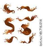 Water and juice splash liquide. Vector Illustration. A dripped droplet, delicate dancer in ballet of fluids A spill shape, unexpected art form from moment of chaos A brown water splash, coffee. Water and juice splash liquide. A wave shape, sculpted testament to oceans rhythm A drop shape, gentle whisper of fluid. Стоковая иллюстрация, агентство Ingram Publishing / Фотобанк Лори