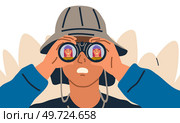 Spying, observing and sneaking. Vector illustration. Sneaking secret, covert operation painted in shadows Spying person, silent silhouette casting watchful eyes Making observation, craft of collecting. Spying, observing and sneaking. Looking out, vigil against unforeseen circumstances Peeking person, cautious observer. Стоковая иллюстрация, агентство Ingram Publishing / Фотобанк Лори