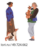 Waiting line, people queuing. Vector illustration. Standing in line is sometimes price to pay for popular attractions The person wait for popular ride at amusement park cbe tiresome Pet owners. Waiting line, people queuing. The big queue for new movie was exciting to see. Стоковая иллюстрация, агентство Ingram Publishing / Фотобанк Лори