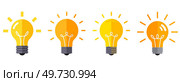 Burning light bulb as symbol of new idea, business solution or innovation to solve problem, enable knowledge or creativity, toggle lightbulb idea invention. Successful achievements and introductions. Burning light bulb as symbol of new idea, solution or innovation to solve problem, lightbulb set. Стоковая иллюстрация, агентство Ingram Publishing / Фотобанк Лори
