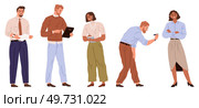 People office work. Vector illustration. Office workers value leadership and guidance of office manager A worker employee engages in continuous learning to enhance their professional development. People office work. Office workers adapt to changes and embrace new technologies in office work A worker employee. Стоковая иллюстрация, агентство Ingram Publishing / Фотобанк Лори