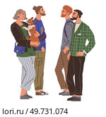 Waiting line, people queuing. Vector illustration. People waiting in line at coffee shop were browsing their phones Its important that people vote at election time to participate in democracy. Waiting line, people queuing. Many people vote at election time to make their voices heard. Стоковая иллюстрация, агентство Ingram Publishing / Фотобанк Лори