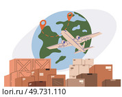 International logistic. Global delivery export. Vector. The latest advancements in global logistics enhance efficiency supply delivery chain management The speed inventory delivery is improved. International logistic. Vector efficiency supply delivery chain management. The speed inventory delivery is improved. Стоковая иллюстрация, агентство Ingram Publishing / Фотобанк Лори