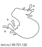 Water and juice splash liquide. One line stroke outline vector Illustration A drop shape, distilled representation of liquid form A dripped droplet, solitary figure in dance of water A spill shape. Water and juice splash liquide. A spill shape, unscheduled painting etched by accident A water splash, exuberant display. Стоковая иллюстрация, агентство Ingram Publishing / Фотобанк Лори