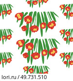 Flower pattern vector illustration. The flowering plants in garden created colorful and bloomy atmosphere The blossoming flowers symbolized beginning new season The continuous flower pattern on dress. Flower pattern. The patterned wallpaper depicted variety blooming flowers. Стоковая иллюстрация, агентство Ingram Publishing / Фотобанк Лори