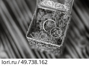 wedding rings with a wedding decor. Стоковое фото, агентство Ingram Publishing / Фотобанк Лори