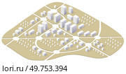 A isometric city map of an urban center is a kind of map that consists of a set of orthographic views of different locations of an urban center of a country.. A isometric city map of an urban center is a kind of map. Стоковая иллюстрация, агентство Ingram Publishing / Фотобанк Лори