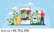 Influencer. Vector illustration. Influencers provide valuable information to their audience through their content Advertisement collaborations with influencers can significantly boost brand awareness. Influencer. Effective communication between influencers and their audience is crucial for engagement. Стоковая иллюстрация, агентство Ingram Publishing / Фотобанк Лори
