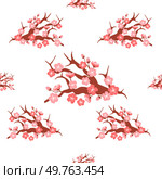 Sakura pattern vector illustration. The decorative elements incorporated repetitive sakura motifs, adding touch refinement to design The seamless design showcased intricate textures and patterns. Sakura pattern. The sakura pattern concept explored timeless elegance floral motifs. Стоковая иллюстрация, агентство Ingram Publishing / Фотобанк Лори