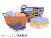 Laundry. Vector illustration. Eco-friendly detergents promote sustainability Removing lint enhances clothing cleanliness Laundering bedding improves sleeping comfort Laundry services provide. Laundry. Washing clothes in cold water saves energy. Hampers keep dirty clothes contained. Стоковая иллюстрация, агентство Ingram Publishing / Фотобанк Лори