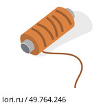 Sewing thread on spool icon isolated on white background. Yarn spool. Yellow thread bobbin. Tools for sewing, tailoring, accessory for needlework and needlecraft, clothing care, garment care. Sewing thread on spool icon isolated on white background. Yarn spool. Yellow thread bobbin. Стоковая иллюстрация, агентство Ingram Publishing / Фотобанк Лори