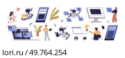 Chat bot. Online communication with chat bot. Digital brain neural network AI servers and robots technology. Artificial intelligence chat bot. Robot application, conversation assistant. Online support. Chat bot. Online communication with chat bot. Digital brain neural network AI servers and robots technology. Стоковая иллюстрация, агентство Ingram Publishing / Фотобанк Лори