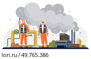 Factories vector illustration. Industrial buildings, monuments innovation, house treasures technological advancement Air pollution, discordant note in symphony progress, challenges environmental. Factories. Industrial buildings, monuments innovation, house treasures technological advancement. Стоковая иллюстрация, агентство Ingram Publishing / Фотобанк Лори