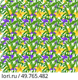 Seamless pattern flowers vector illustration. The repetitive design created continuous flow seamless patterns The seamless pattern flowers concept explored beauty and symbolism floral motifs. Seamless pattern flowers. The floral background created serene atmosphere in room. Стоковая иллюстрация, агентство Ingram Publishing / Фотобанк Лори
