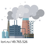 Factories vector illustration. Air pollution, haunting melody progress, reverberates through atmosphere like spectral choir Pollution, disruptor in environmental story, challenges resilience. Factories. Eco-processes, unsung heroes, work tirelessly to mitigate impact industrialization. Стоковая иллюстрация, агентство Ingram Publishing / Фотобанк Лори