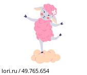 Animal music vector illustration. The festive event in zoo is joyful orchestra happiness and celebration come together to perform cheerful melody, creating magical zoo. Pink sheep dancing on a cloud. Animal music. The animal music concept brings forth harmonious orchestra joy. Pink sheep dancing on a cloud. Стоковая иллюстрация, агентство Ingram Publishing / Фотобанк Лори