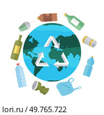 Ocean pollution vector illustration. The ocean pollution metaphor paints grim picture underwater degradation Contamination ocean with rubbish endangers health marine life The environmental problem. Ocean pollution. The underwater world suffers from pervasive issue ocean pollution. Стоковая иллюстрация, агентство Ingram Publishing / Фотобанк Лори