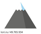 A simple and clean vector design of a mountain peak with snow, shown in shades of grey and white. The isolated illustration emphasizes the sharpness of the peak, suitable for minimalist designs.. Mountain peak with snow and shading, minimalist vector design, isolated on white background, simple style. Стоковая иллюстрация, агентство Ingram Publishing / Фотобанк Лори