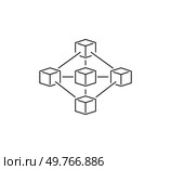A blockchain network icon representing decentralized technology, digital ledgers, and secure transactions. Perfect for illustrating blockchain, fintech, cryptocurrency, and digital security concepts.. Blockchain network icon representing decentralized technology, digital ledger, and secure transactions. Стоковая иллюстрация, агентство Ingram Publishing / Фотобанк Лори