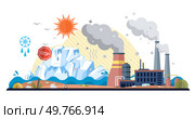 Hot weather vector illustration. Ultraviolet rays, architects warmth, sketch canvas hot weather with strokes radiant brilliance Worldwide, thermometer ascends, rising crescendo in evolving melody. Hot weather. Ecology bears burden high temperatures, global challenge in era climate change. Стоковая иллюстрация, агентство Ingram Publishing / Фотобанк Лори