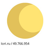 Yellow moon icon, simple and flat, symbolizing lunar phases, night, and celestial objects.. Yellow moon icon, simple and flat design, modern lunar representation. Стоковая иллюстрация, агентство Ingram Publishing / Фотобанк Лори