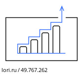 A bar graph with five ascending bars and a blue stepped arrow, representing growth or progress. Themes business, finance, data analysis, growth, statistics.. Simple Bar Graph with Stepped Arrow Indicating Growth in Black and Blue Colors. Стоковая иллюстрация, агентство Ingram Publishing / Фотобанк Лори