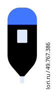 A minimalist and modern depiction of an insulin pen in blue, black, and light blue. Ideal for healthcare, diabetes awareness, medication, medical devices, and digital health. Flat design style.. Simplistic Minimalist Vector of a Modern Insulin Pen for Diabetes Management and Healthcare Promotion. Стоковая иллюстрация, агентство Ingram Publishing / Фотобанк Лори