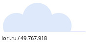 A minimalistic light blue cloud shape rests on a clean white background with a slight shadow below. Ideal for weather, cloud computing, children s design, minimalist art, and tech themes.. Simplistic Light Blue Cloud on White Background with Subtle Shadow. Стоковая иллюстрация, агентство Ingram Publishing / Фотобанк Лори